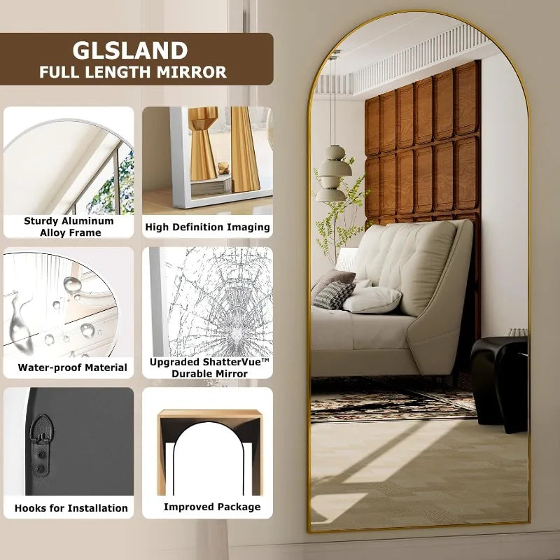 Arched Full Length Mirror - Gold