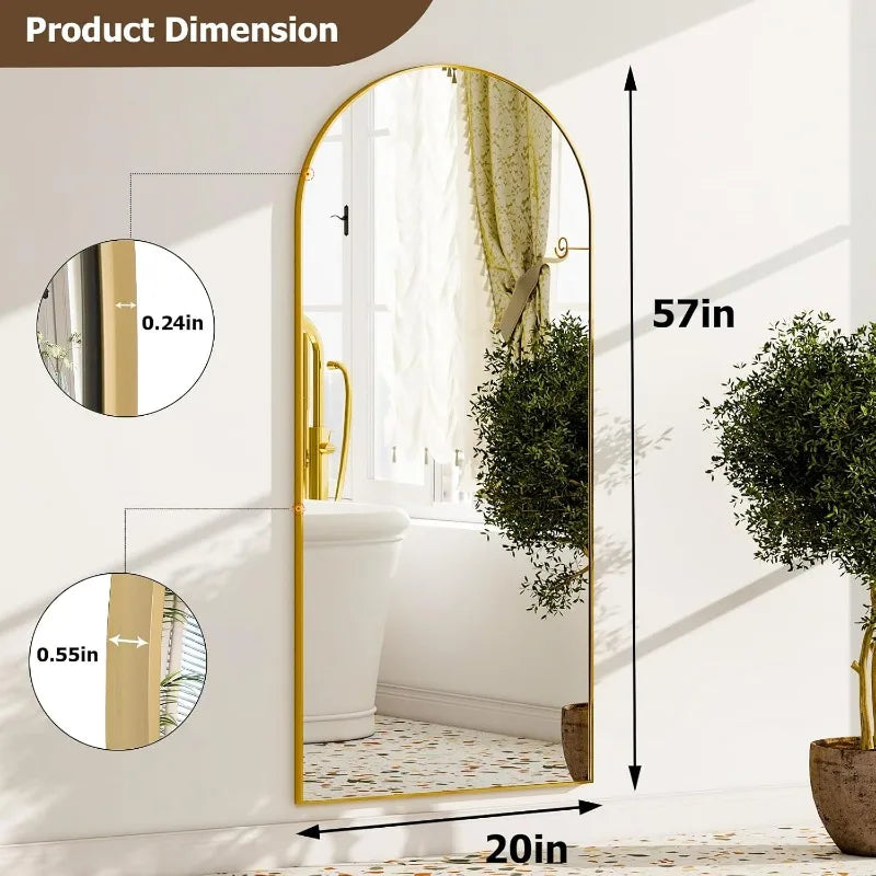 Arched Full Length Mirror - Gold