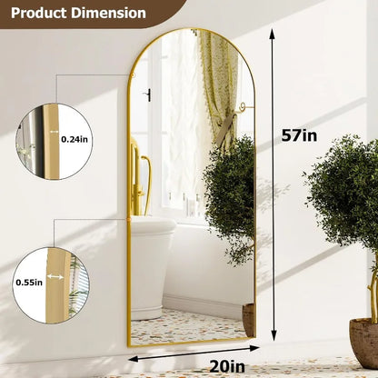 Arched Full Length Mirror - Gold